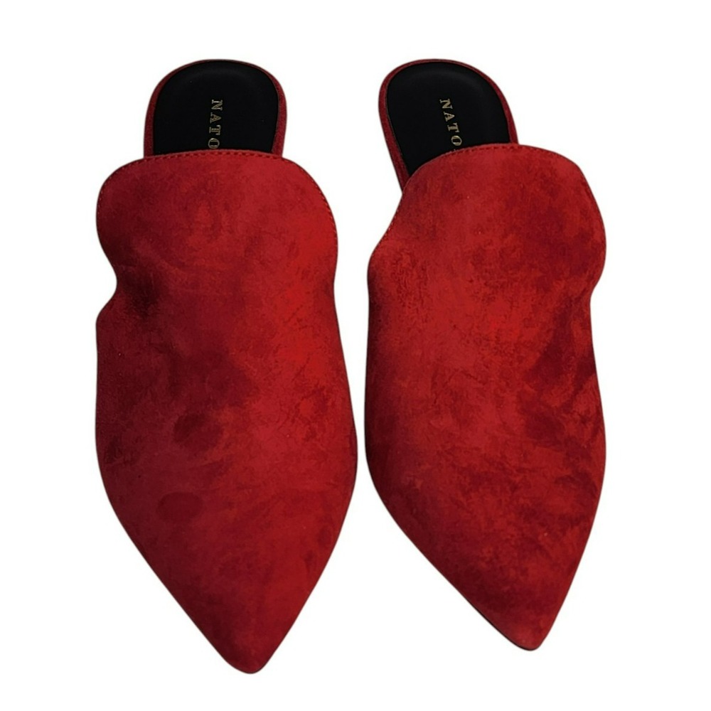 Natori Minh Brocade Red Suede Pointed Toe Mules Size 8.5 – New in Box - Picture 3 of 11